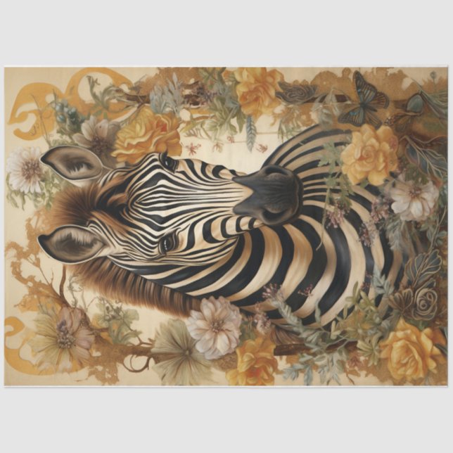 Papier Mousseline Floral Zebra (Recto)