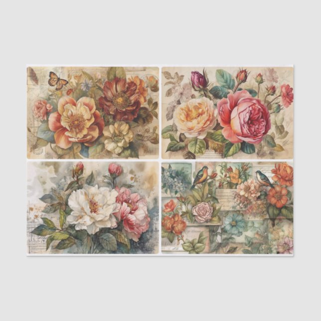 Papier Mousseline Florales colorées (Recto)