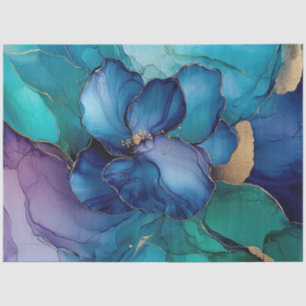 Papier Mousseline Flore bleue dans la série d'encre d'alcool Design
