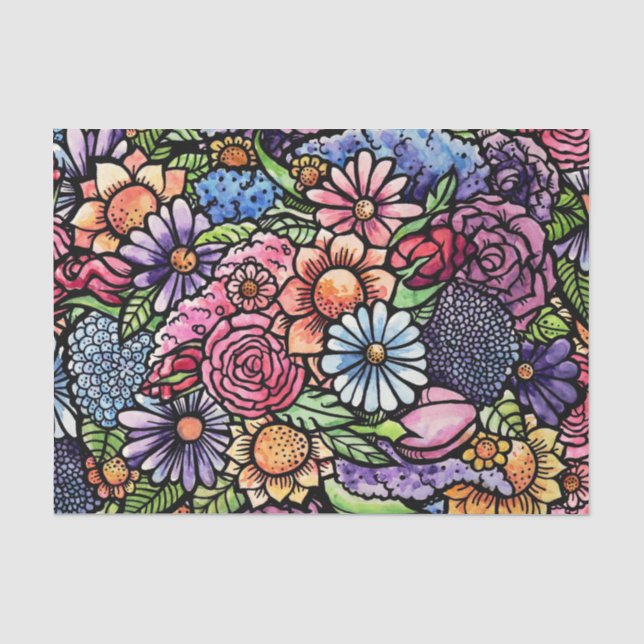 Papier Mousseline Flore Bouquet Fleur de printemps (Recto)