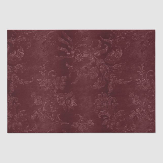 Papier Mousseline Flore de Bourgogne rouge profonde (Recto)