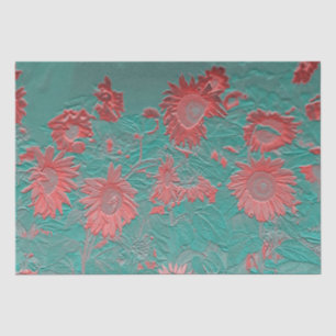 Papier Mousseline Flore de tournesol Turquoise Pink Chic Découpage