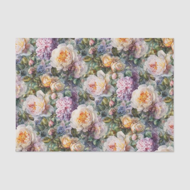 Papier Mousseline Flore douce et Roses (Recto)