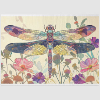 Papier Mousseline Flore Dragonfly Verre tendu Chaleureux Couleurs Wh
