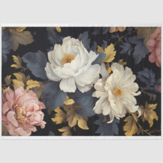 Papier Mousseline Flore noire vintage