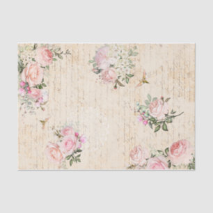 Papier Mousseline Flore rose classique et texte sur parchemin