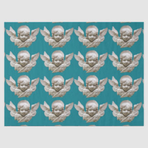 Papier Mousseline FLORENTINE RENAISSANCE ANGEL Turquoise Bleu Noël