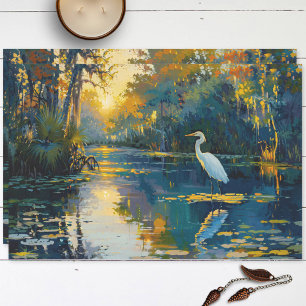 Papier Mousseline Floride Everglades Grande Peinture Egret Découpage