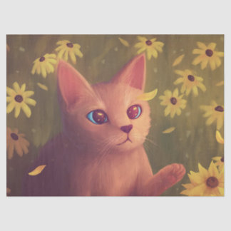 Papier Mousseline Flower Lover | Cat and Flowers