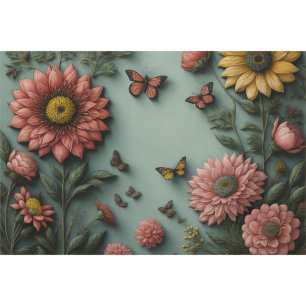Papier Mousseline Flower poem postcard 5 decoupage tissue paper