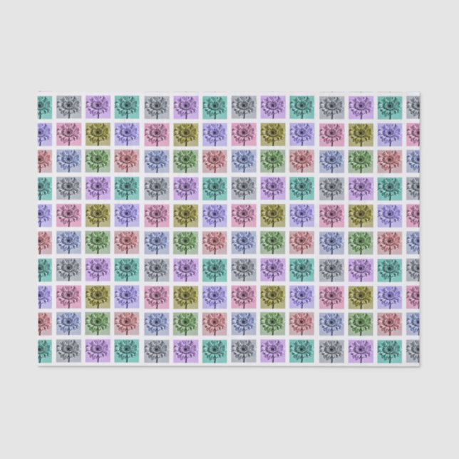 Papier Mousseline Flower Pop Art Squares (Recto)