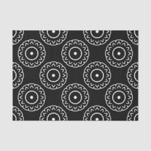 Papier Mousseline Folk Ethnic Black and White Motif géométrique