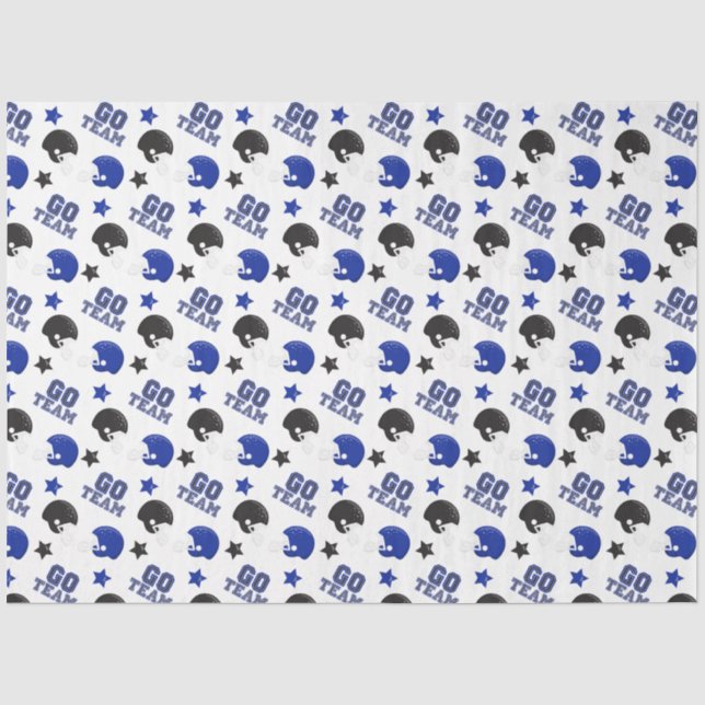 Papier Mousseline Football américain Motifs bleus et noirs (Recto)