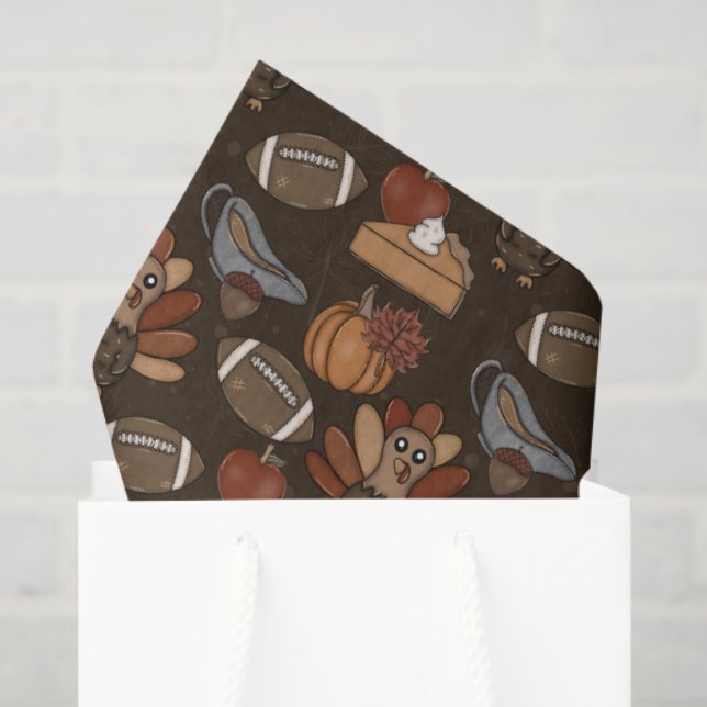 Papier Mousseline Football Thanksgiving  (Sac cadeau)