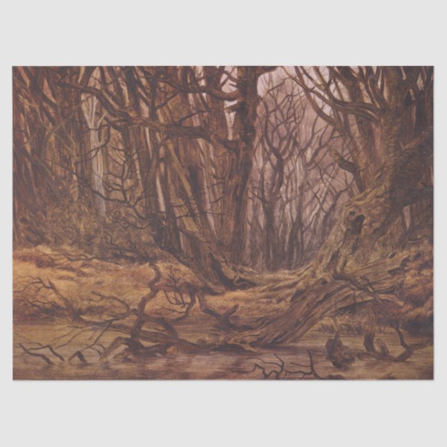 Papier Mousseline Forêt automnale (Troncs d'arbres Brown) (Recto)