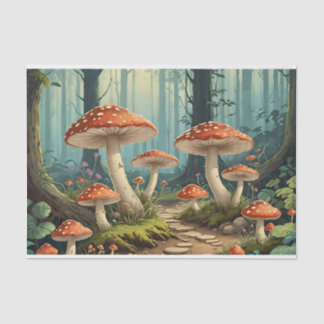 Papier Mousseline Forêt de champignons enchantée