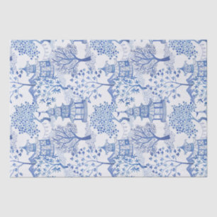 Papier Mousseline forêt de pagoda dans le bleu