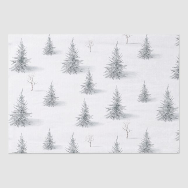 Papier Mousseline Forêt de pins contemporaine Noël hiver (Recto)