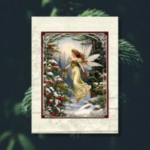 Papier Mousseline Forêt de pins de Noël Fairy Neige blanche Bois rus