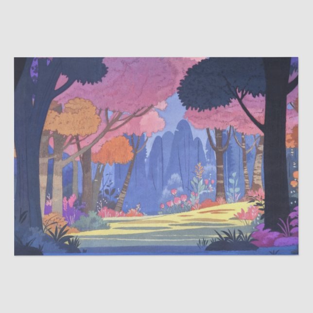 Papier Mousseline Forêt Enchanteur lunaire (Recto)