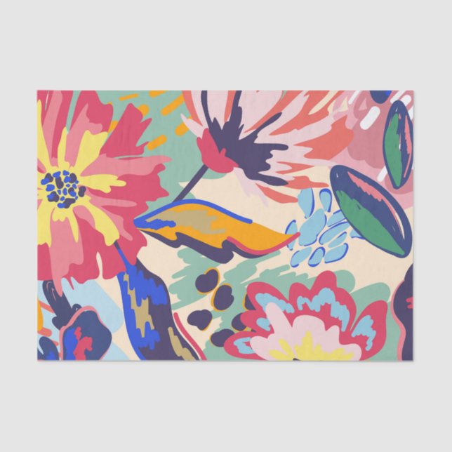 Papier Mousseline Forêt et rose (Recto)