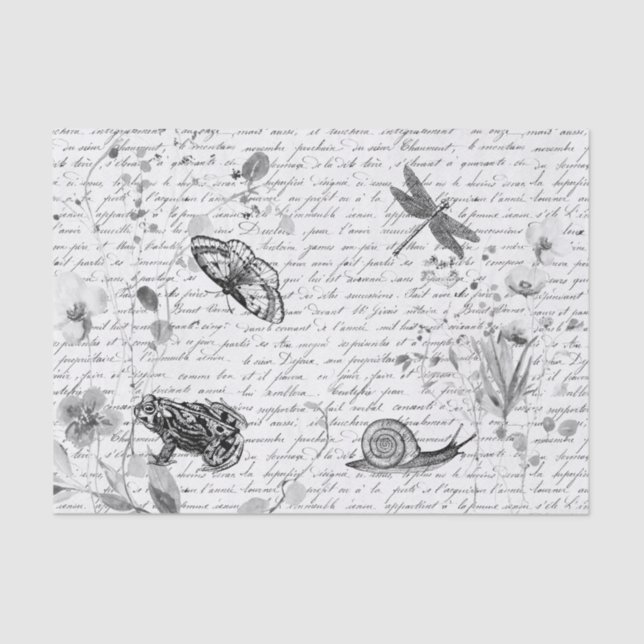 Papier Mousseline Forêt foncée Grenouille Fleur sauvage Découpage (Recto)
