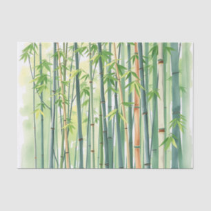 Papier Mousseline Forêt paisible de bambou en aquarelle