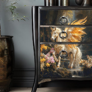 Papier Mousseline Forêt Unicorne Golden Wings Woodland Upcyclisme