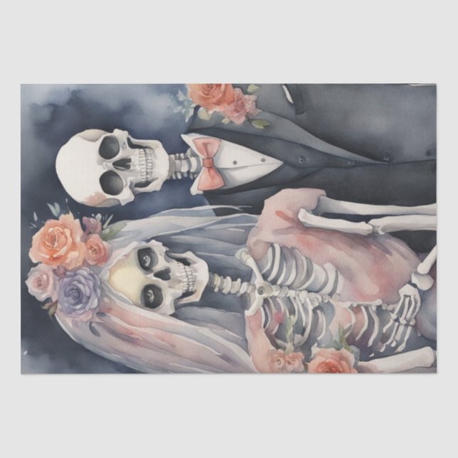 Papier Mousseline Forevermore : Skeleton Marié Couple Découpage (Recto)