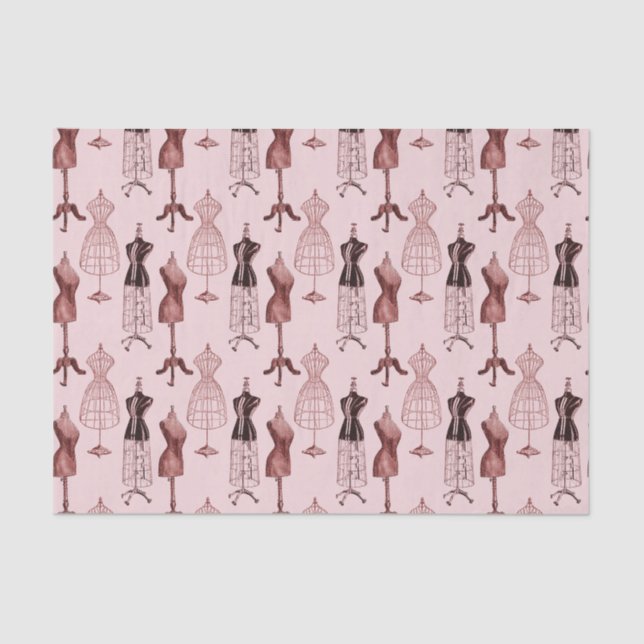 Papier Mousseline Formes roses antiques de robe (Recto)