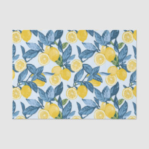 Papier Mousseline Fraîche de citron jaune sur Arrière - plan bleu