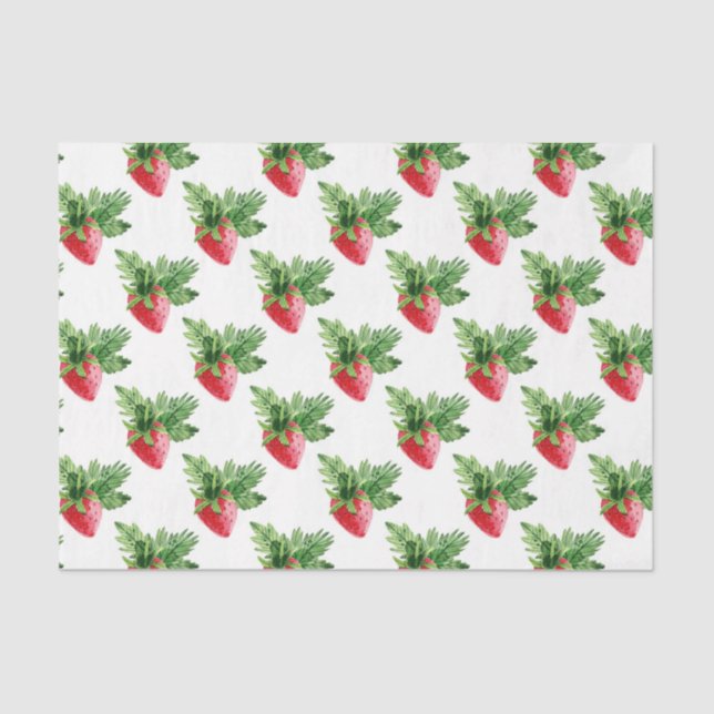 Papier Mousseline fraise avec feuille verte (Recto)