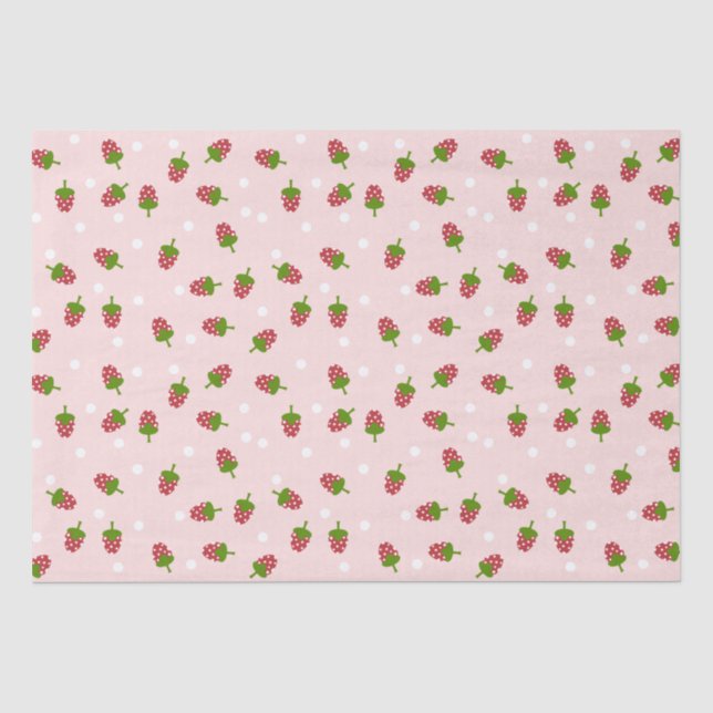 Papier Mousseline Fraise rose Cute Kawaii Girl Soft Pastel (Recto)