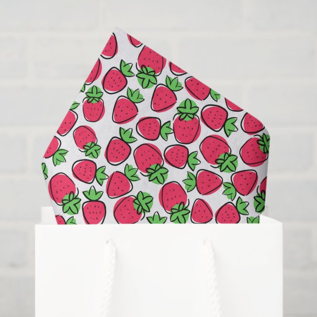 Papier Mousseline Fraises (Sac cadeau)