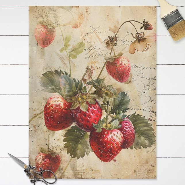 Papier Mousseline Fraises d'aquarelle sur la page de découpage du pa (Créateur téléchargé)