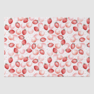 Papier Mousseline Fraises et ballons roses Jolie fête d'été