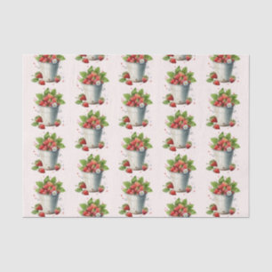 Papier Mousseline Fraises fraîches cuites dans un Motif de seau