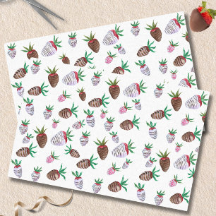 Papier Mousseline Fraises recouvertes de chocolat à l'aquarelle