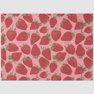 Papier Mousseline Fraises rouges et roses à motifs
