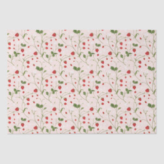 Papier Mousseline Fraises sauvages (lin) - Papier Tissu