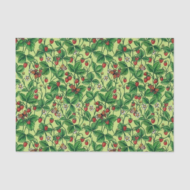 Papier Mousseline Fraises sauvages sur miellerie (Recto)