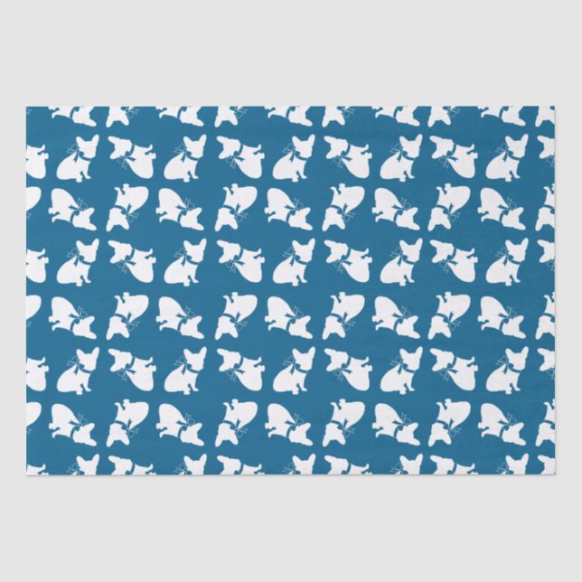 Papier Mousseline Français Baby shower Bulldog Français Frenchie Blu (Recto)