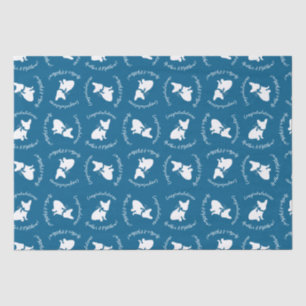 Papier Mousseline Français Baby shower Bulldog Français Frenchie Blu