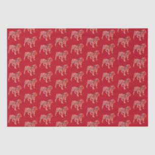 Papier Mousseline Français Bulldog mignon Noël Silhouette rouge