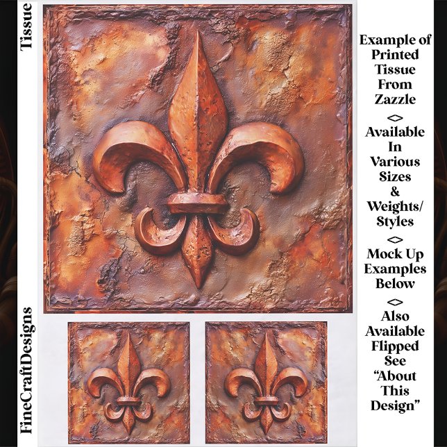 Papier Mousseline Français classique rustique Fleur de Lis EH3L Déco (Créateur téléchargé)