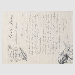 Papier Mousseline Français Script Vintage Bijoux facture Angel