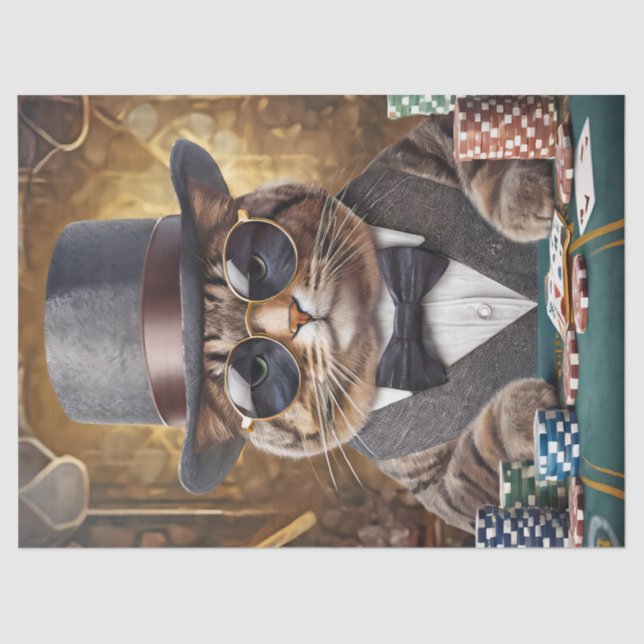 Papier Mousseline Fred n'est pas amusé, Cat Plays Cartes (Recto)