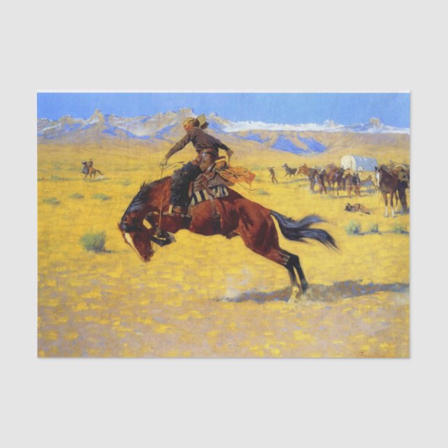 Papier Mousseline Frederic Remington Art de l'Ouest "A Cold Morning" (Recto)