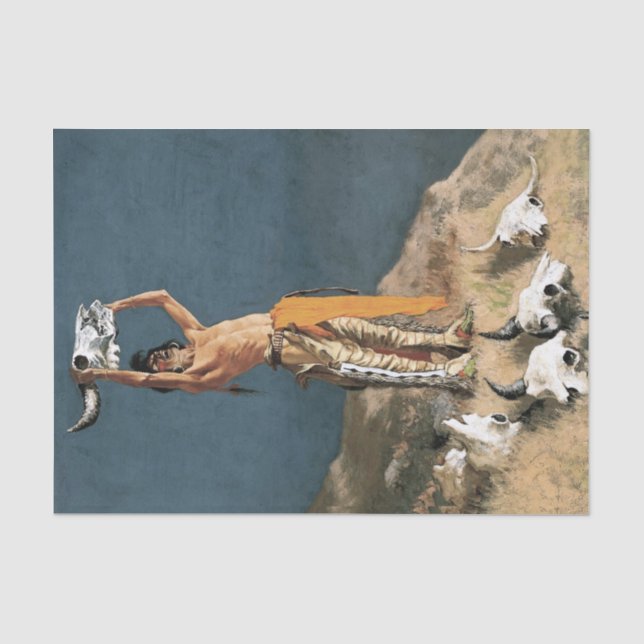 Papier Mousseline Frédéric Remington Art de l'Ouest "Conjurer le buf (Recto)