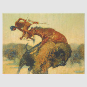 Papier Mousseline Frederic Remington Art Western "Episode - Buffalo 